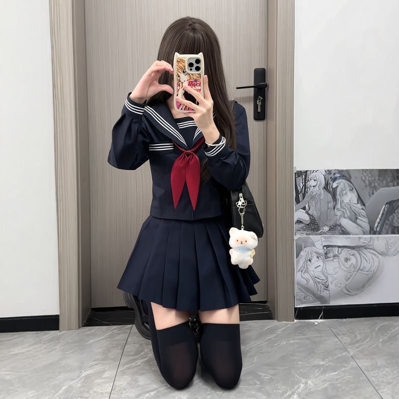 Shueisha in-stock wholesale of the new "Gansan" authentic JK uniform skirt set, basic college-style school sailor uniform