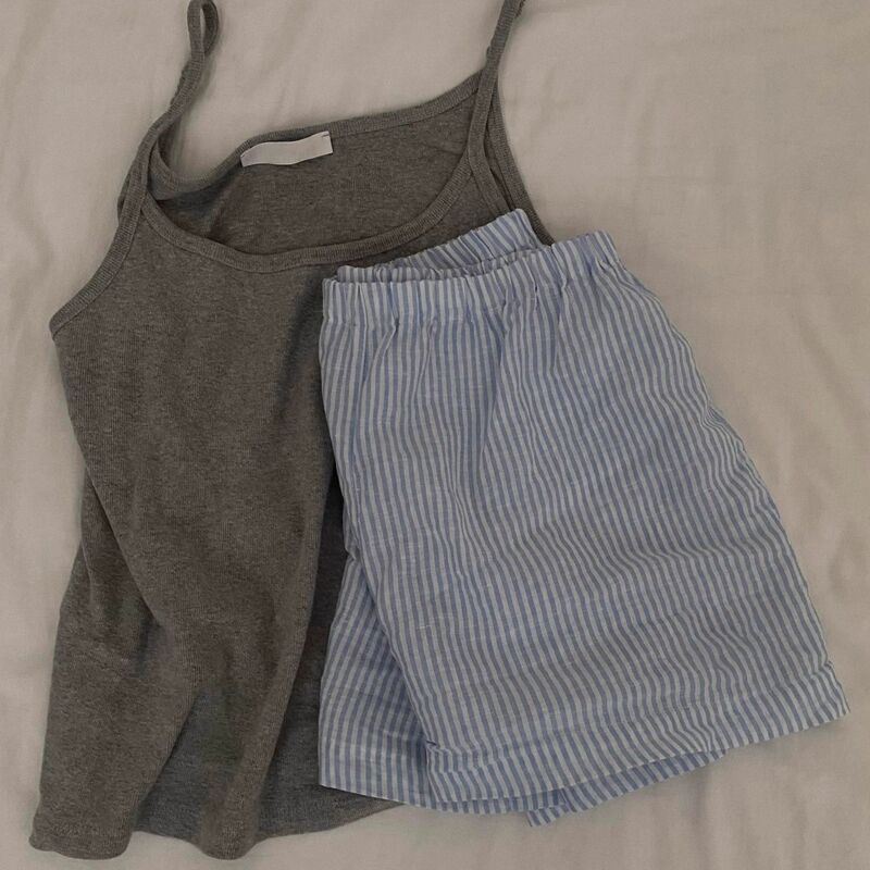 Summer Pajamas for Women, Cute Girl's Tank Top, Student Cartoon Ladies' Set, Home Wear, Imitation Cotton Round Neck