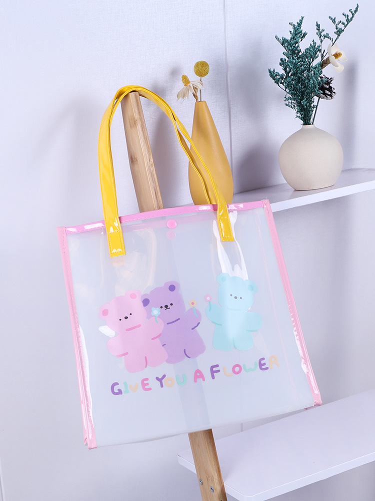 夏季ins三只小熊pvc透明手提礼品袋礼物袋结婚伴手礼防水果冻包订
