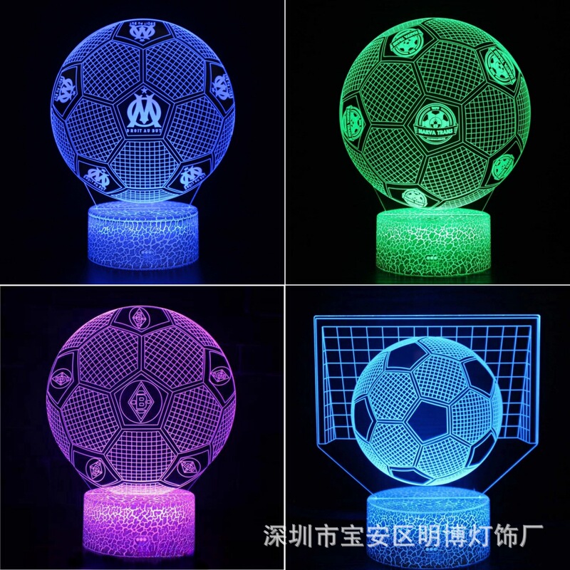 Cross-border dedicated football team logo Series 3D table lamp LED colorful touch night light USB creative visual gift light