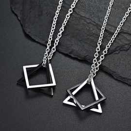 创意几何钛钢项链三角形正方形嘻哈街舞潮流饰品hiphop男女毛衣链