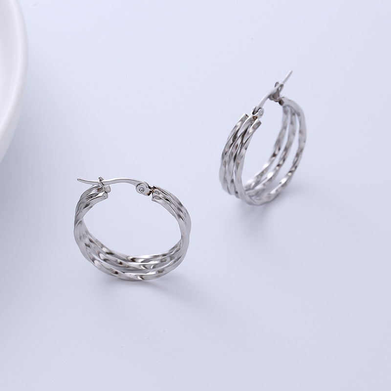 Simple Style Solid Color Titanium Steel Earrings Plating Stainless Steel Earrings