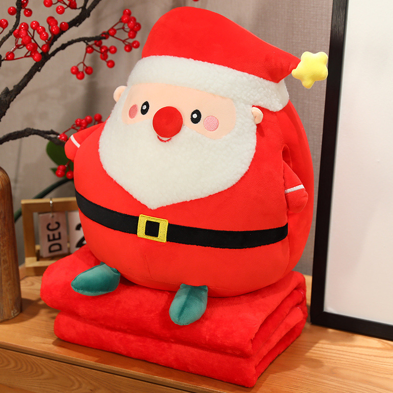 Regalos de Navidad Santa Claus alce mano cubierta mantas de aire acondicionado 3 en 1 almohada caliente para cojín de automóvil lote