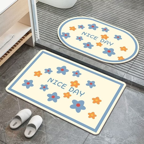 Water-absorbent mat bathroom shower room door anti-slip foot mat toilet washroom quick-drying diatomaceous earth soft carpet