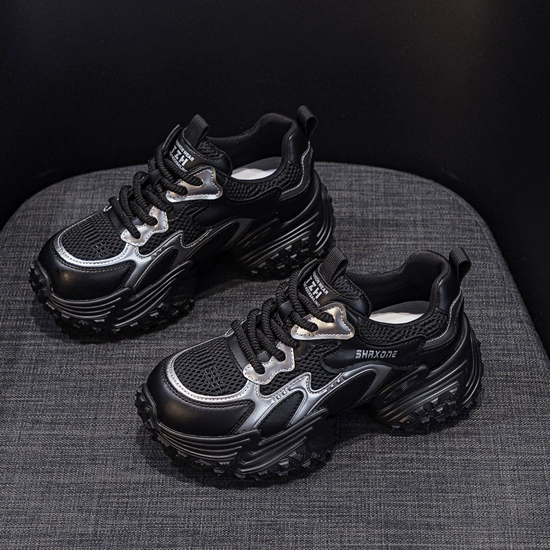 Женские туфли-кеды из натуральной кожи, новинка осени и зимы 2025 года, спортивная обувь на толстой подошве, увеличивающая рост, нескользящая, для студентов, универсальная легкая повседневная обувь.