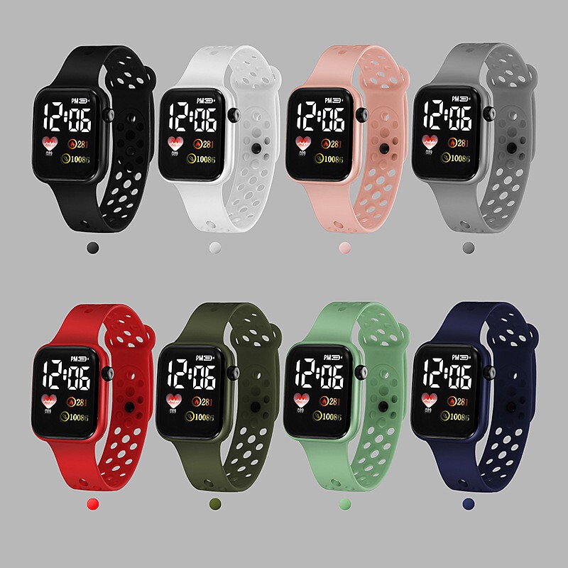 Factory Direct LED10086 love electronic watch button porous silicone bracelet watch sports all-match wholesale