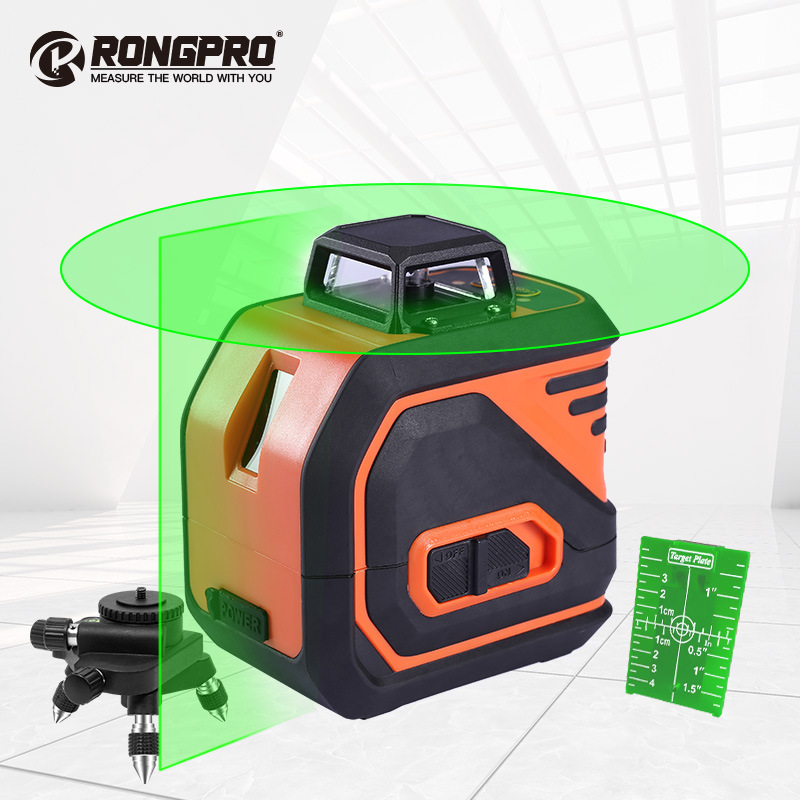 Rongpro360 度激光水平仪五线水平仪自动调平绿光高精度强光水平