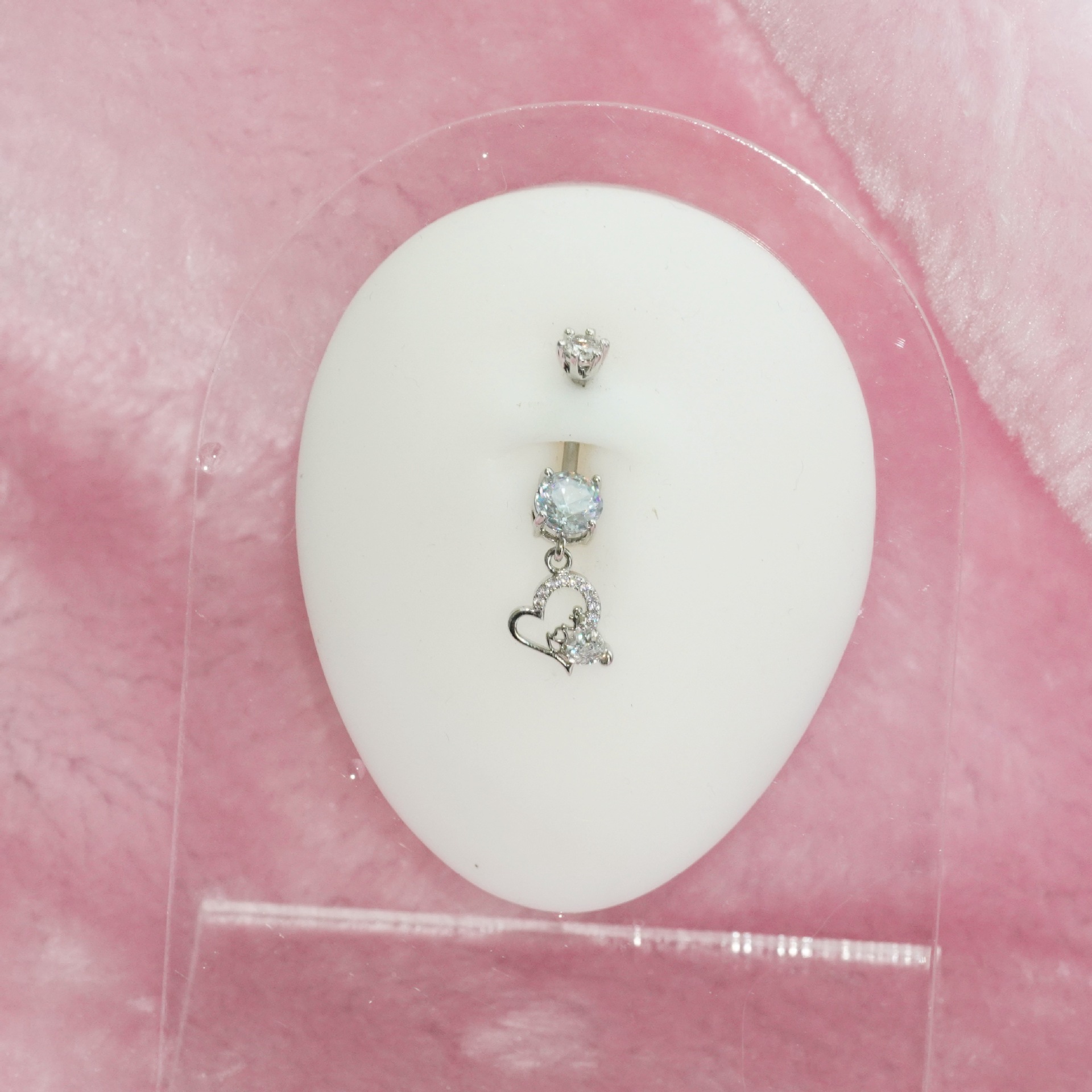 Tri-color Heart-shaped With Pendant, Unique Micro-inlaid Zircon Navel Ornament, Stylish Piercing Jewelry Wholesale_voghion.com