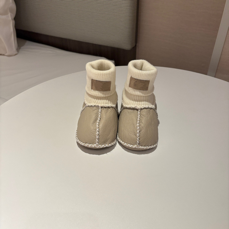 桑坡纯色羊皮毛一体宝宝棉鞋婴幼儿鞋室内步前鞋袜软底男宝女宝|undefined