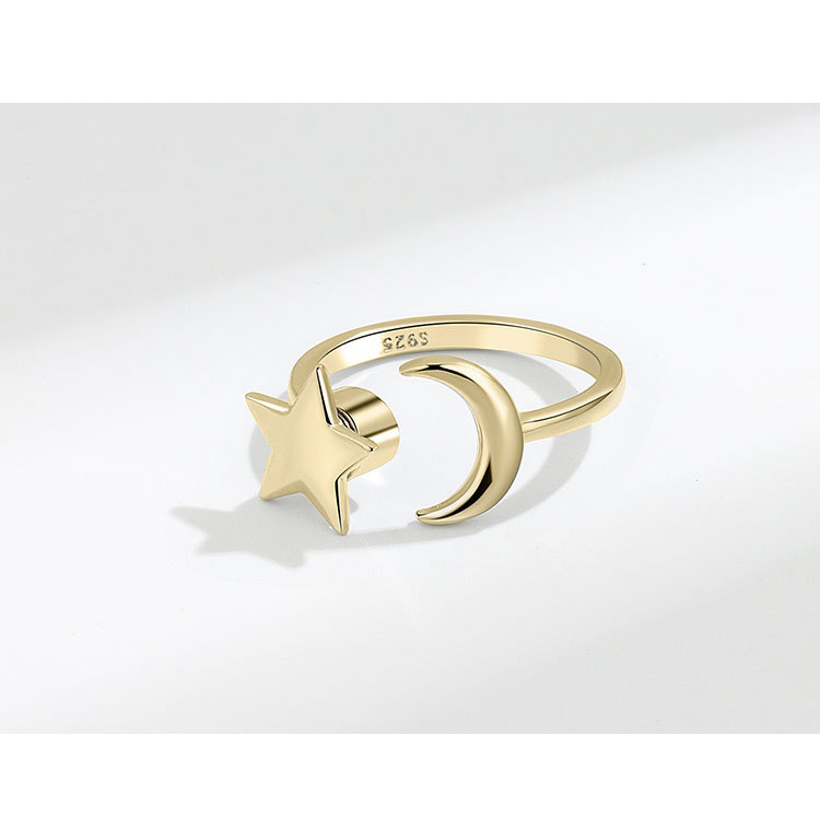 New Rotating Star And Moon Cross-bright Copper Zircon Index Finger Ring display picture 4