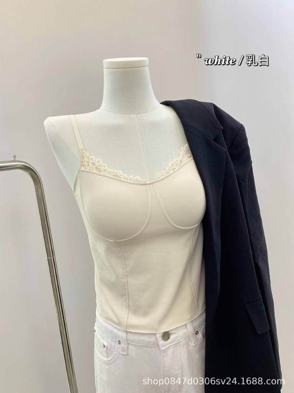 原版2025新款秋冬季蕾丝吊带背心女纯欲显瘦保暖打底上衣带胸垫可|undefined