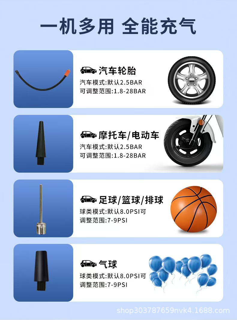 Cross-Border Large-Capacity Portable Multi-Functional 12V Car Emergency Starting Power Supply and Air Pump All-In-One Machine