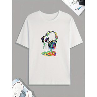 Q 53888 Drip paint print men casual tee ����ӡ����ʿ���e����