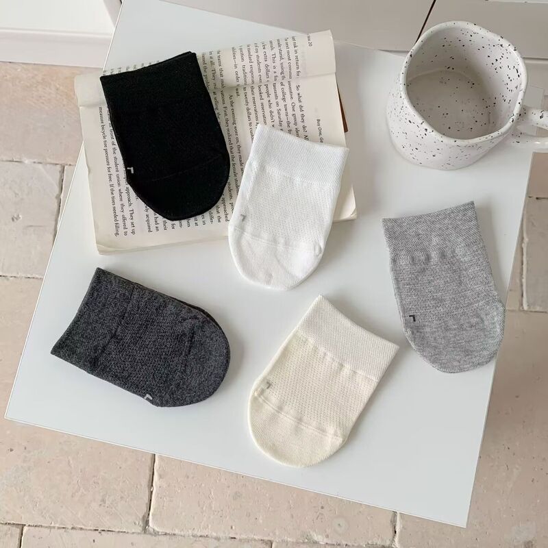 Summer High-Heeled Shoes and Slippers Artifact Breathable Mesh Half Forefoot Socks Shallow Mouth Invisible Non-Slip Half Palm Boat Socks for Women