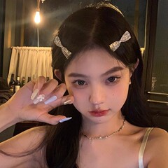[ピーチティー] シャイニーバービーリボンジルコンヘアピンレディース絶妙サイドクリップハイエンド前髪クリップ