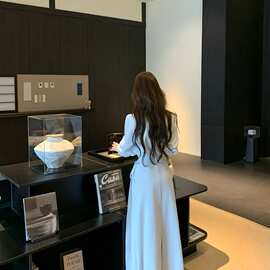 高级感假两件蓝色衬衫连衣裙女早秋季小众设计显瘦气质POLO长裙
