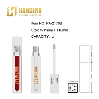 HANSEND高档化妆品彩妆包材创意方形全透明塑料瓶唇彩唇蜜唇釉瓶