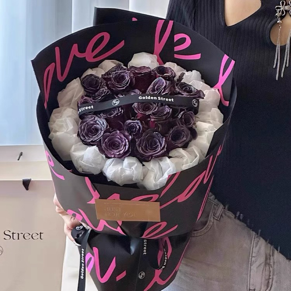 Papel de embalaje de flores de amor grosso impermeable con película de pluma de papel de embalaje de ramo de flores materiales de florista