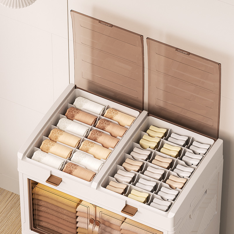Caja de almacenamiento plegable transparente instalación libre Puerta Abierta gabinete de almacenamiento ropa del hogar ropa interior caja de almacenamiento