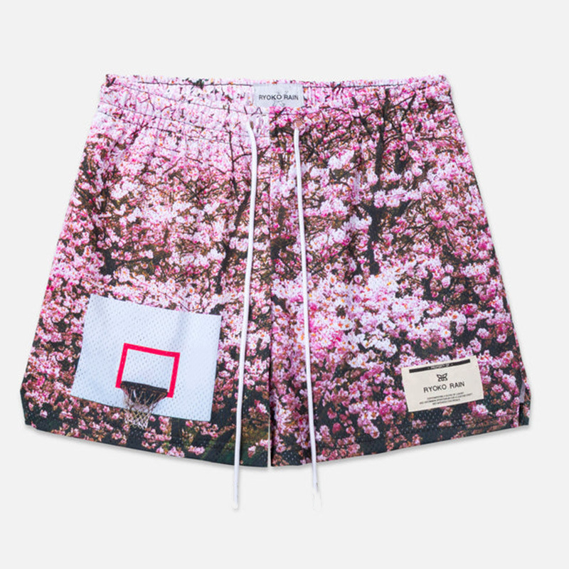 Description Picture 5 of itemAmerican Fashion Brand Rain Cherry Blossom Wind Shorts Mesh Quick Dry Loose Large Size Shorts Basketball Running Shorts