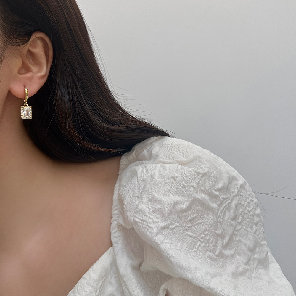 Drop Earrings Classification 1 Pair Quantity 1 Pair Simple Style Water Droplets Inlay Copper Zircon Drop Earrings