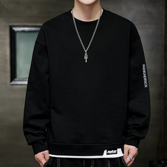 Võlts kahe kapuutsiga pluss-suuruses pikkade varrukatega meeste kevad- ja sügiskollektsiooni 2024 uue rõivabaasiga T-särk_voghion.com