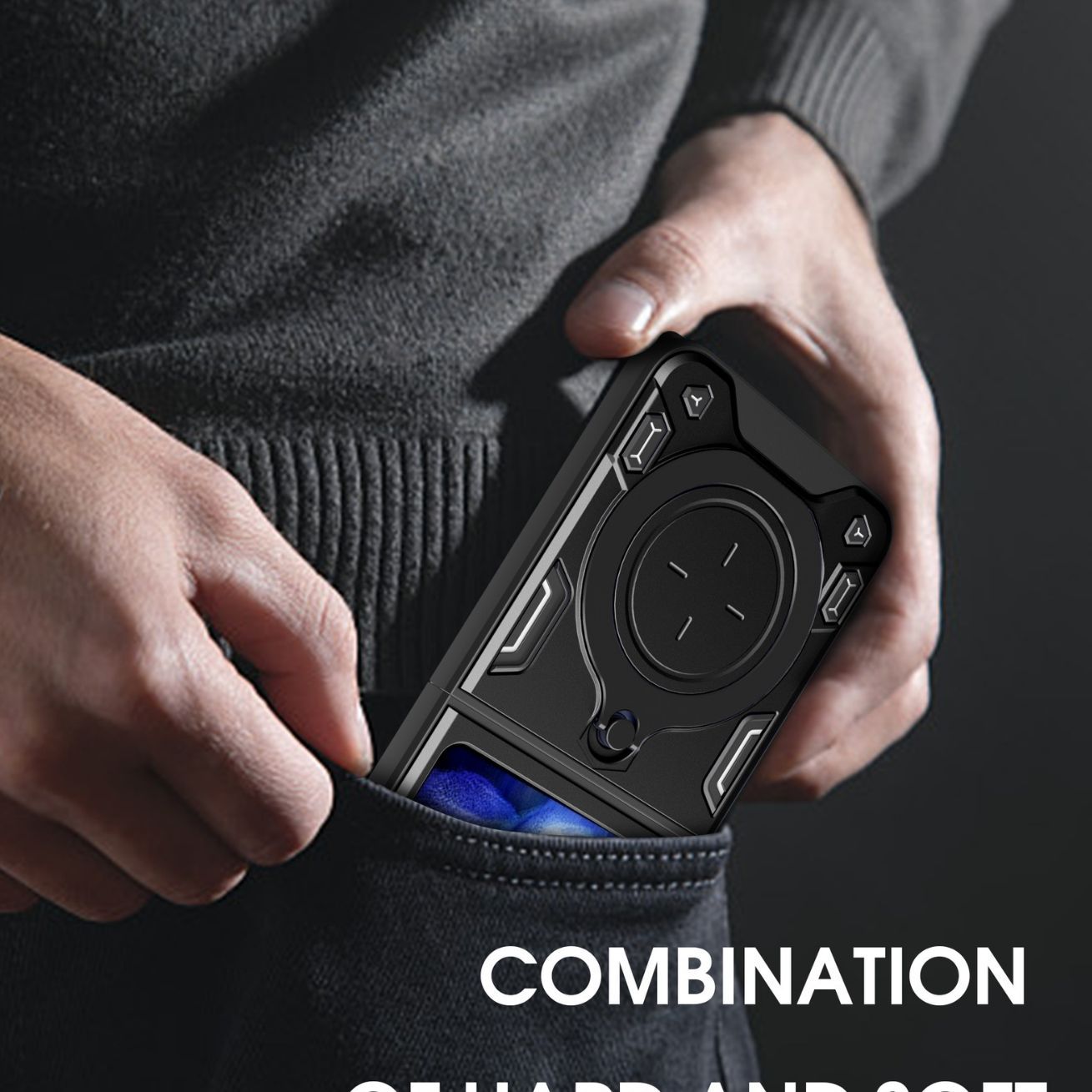 Coque téléphone magnétique avec support pour samsung galaxy z flip_voghion.com