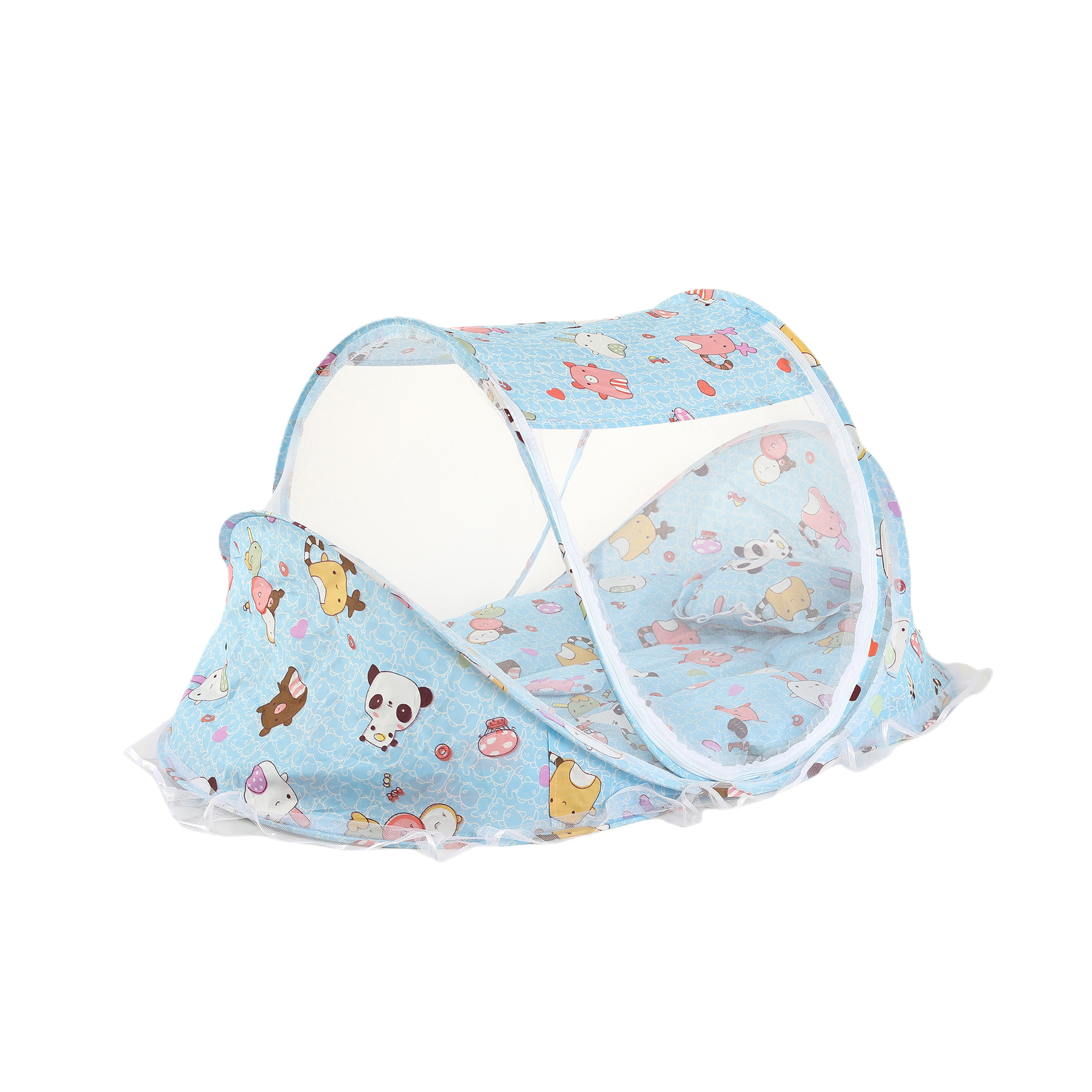 New children's cartoon mosquito net BB with cotton pad pillow three-piece mosquito net baby foldable installation-free mosquito net cover