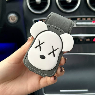 Car Glasses Clip/Bill Clip, car sun visor storage - white-xx-bear-gray-glasses-clip