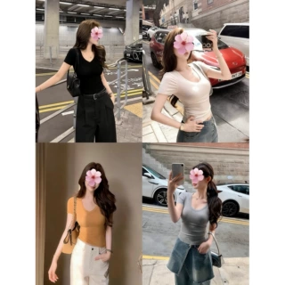 Lilylikes“韩漫身材Tee”休闲甜辣风v领新款短袖T恤