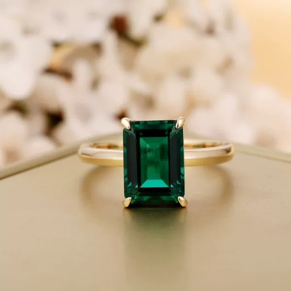 Yunmiao Fashionable, Simple and Exquisite Ring Inlaid with Green Zircon, a Popular Cross-Border Style