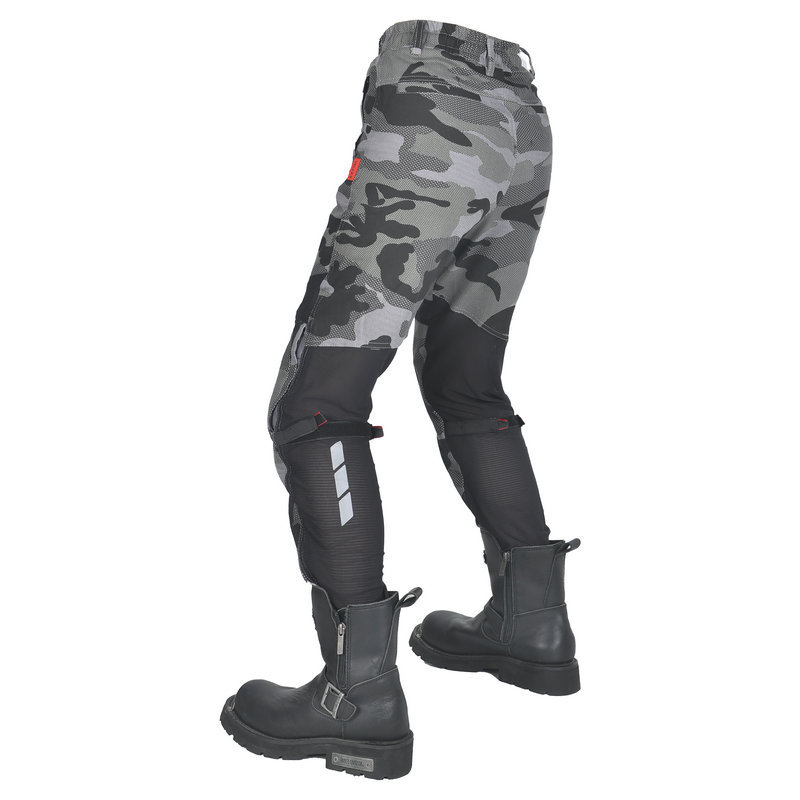 Volero motocicleta verano flujo de aire tobillo-atado pantalones de montar de dos vías de malla transpirable camuflaje motocicleta anti-caída pantalones para mujeres