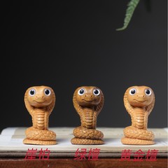 卡通木雕蛇年大眼蛇手把件家居辦公室生肖蛇工藝品桌面擺件批發男