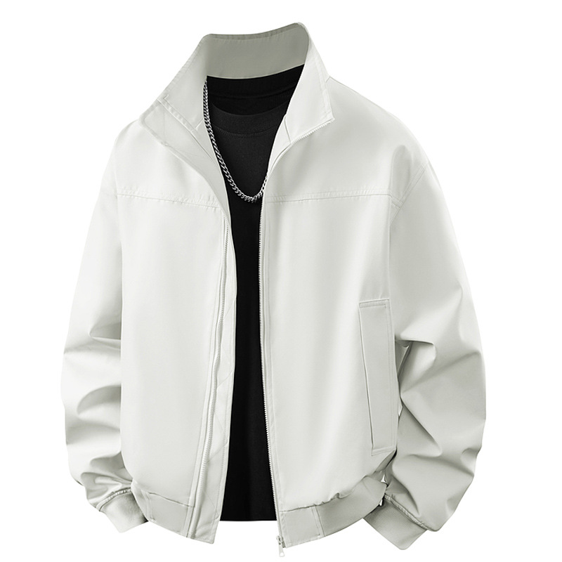 Tres chaquetas de entrenador de defensa transfronterizas estadounidenses de primavera y otoño de cuello vertical piloto duro chaqueta de béisbol corta abrigo suelto