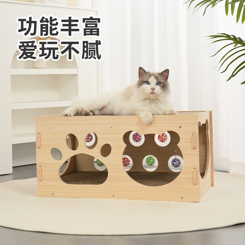 Junta de agarre de gato de doble capa, cuatro estaciones, resistente al desgaste, juguetes de túnel para gatos.