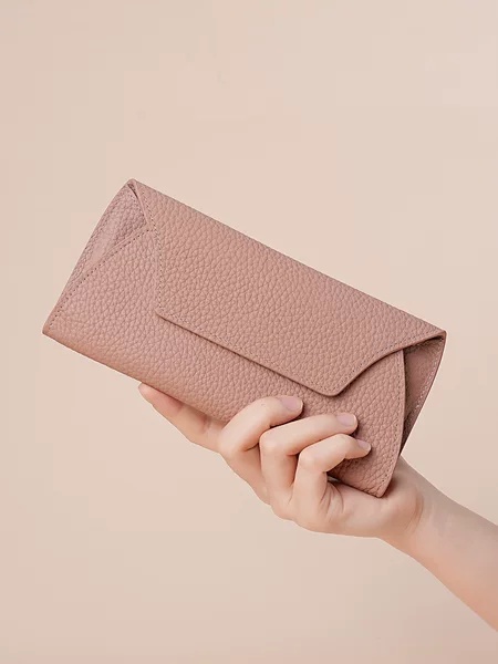 New Genuine Leather Ultra-Thin Niche Design Wallet, First-Layer Cowhide, Simple, Creative and Versatile Long Wallet for Mobile Phone