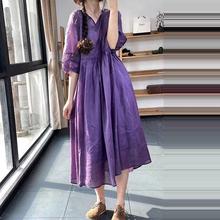 外贸意大利原单尾货女天丝苎麻连衣裙V领棉亚麻大摆长袍