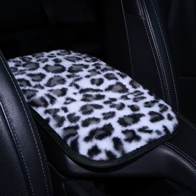 Pad Faux Rabbit Fur Armrest – Armrest box pad - armrest-mat-black-and-white