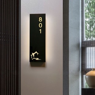 New Chinese-style Hotel Luminous Doorplate Studio LED Doorplate Number Acrylic Light Prompt Signs Light Luxury Doorplate