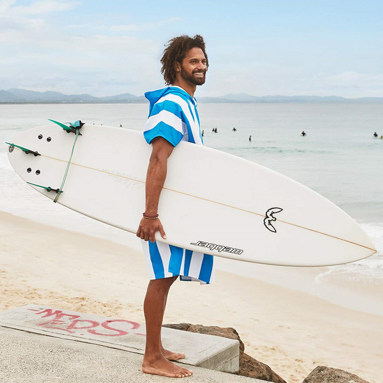 Cross-border Explosions Blue and White Stripes Yellow and White Stripes Hooded Beach Towel Double Pocket Adult Fashion Quick-drying Bath Towel