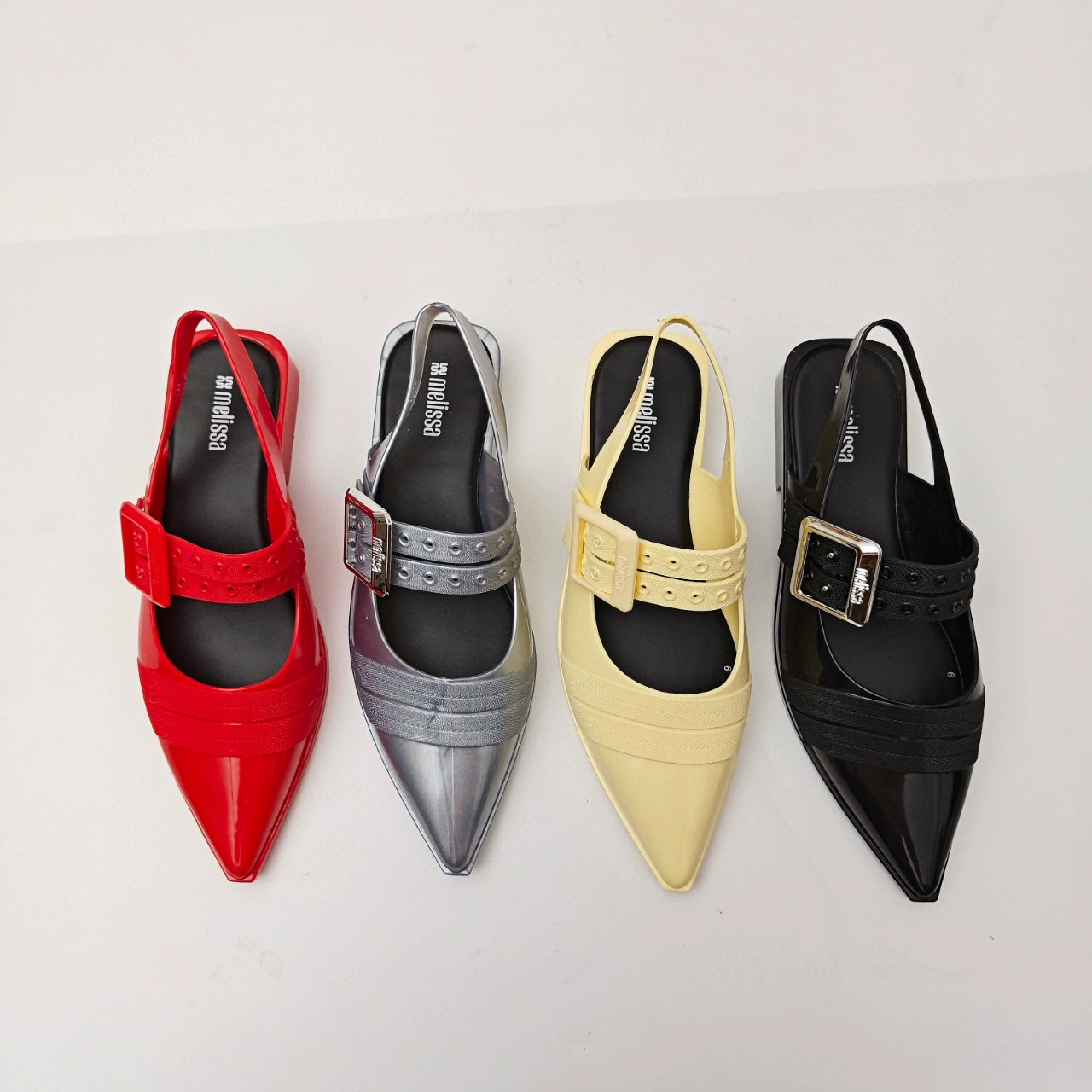 25 лет новинки Melissa, женская обувь, босоножки на среднем каблуке с острым носком, женская обувь Melissa с двойной пряжкой сзади, ароматная обувь