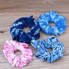 大理丽江古城扎染蓝染布艺大肠花松紧头花头绳发绳儿童成人发圈