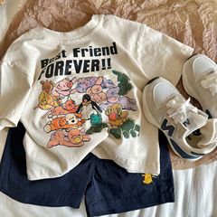 兒童短袖2023夏季新品男女童裝卡通印花短袖T寶寶日系T恤衫潮