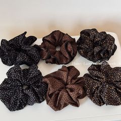 豹纹波点法式发圈敲舒服气质可爱甜美大肠圈少女气质收腰圈发饰