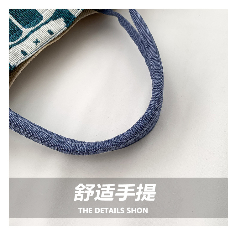 High-end mid-capacity canvas school commuting handbag 2024 new style fashionable and versatile linen single-shoulder tote bag undefined