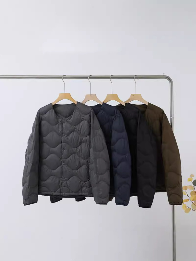 Nuevo invierno hombre ligero plumón interior cuello V delgado portátil suelto universal abrigo de manga larga de chaqueta blanca cálida
