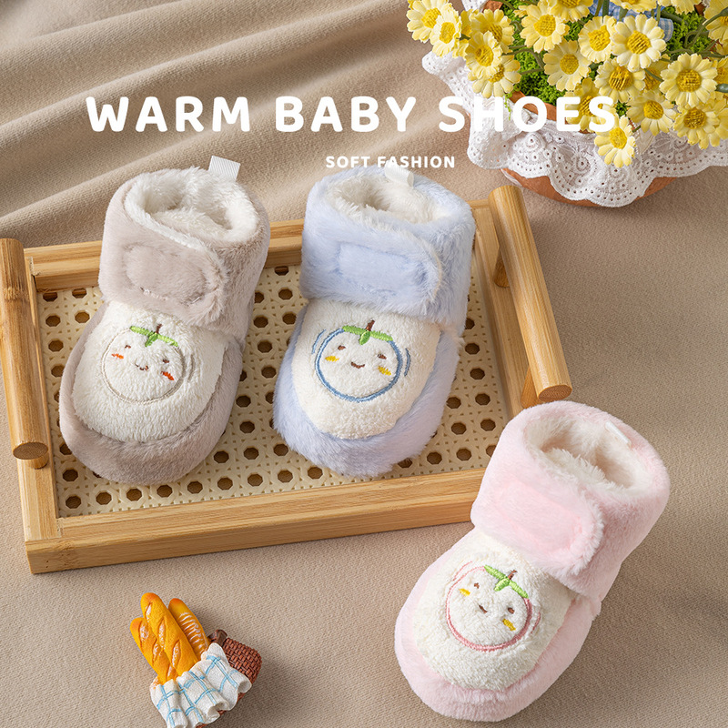 Newborn infants and toddlers' autumn and winter fleece-lined, thickened, warm, anti-slip floor socks and shoes for pre-walking Newborn infants and toddlers' autumn and winter fleece-lined, thickened, warm, anti-slip floor socks and shoes for pre-walking