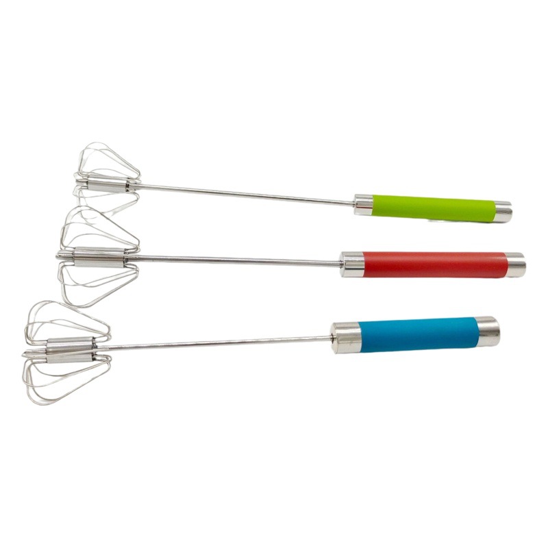Yangjiang Manufacturer Press Colorful Handyfe Stainless Steel Mixer Household Semi-Automatic Rotating Egg Beater Cross-Border