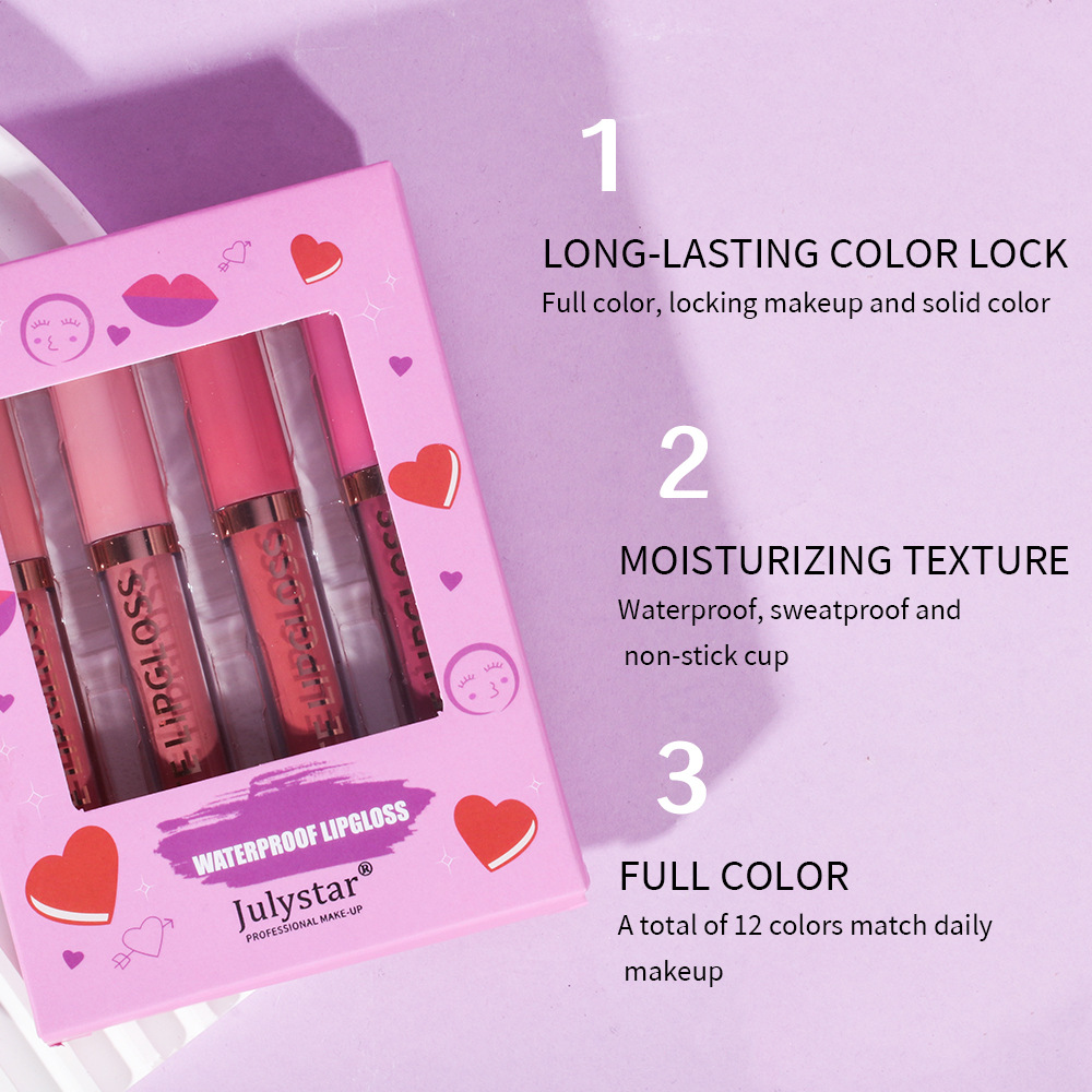 European and American velvet matte lipstick set, cross-border natural, long-lasting, non-fading and non-sticking lip gloss set box wholesale undefined