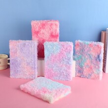 兔毛磨圈玫瑰花情人节笔记本创意精美柔软毛绒记事本渐变色手账本